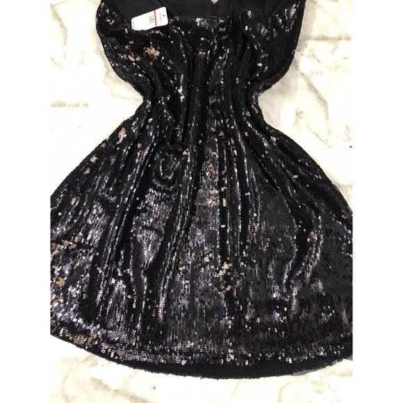 FREE PEOPLE Women Sequin Slip Mini Strappy Dress GOLD/BLK Cocktail Party XS - Picture 10 of 10